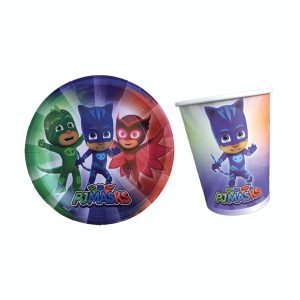 پیش دستی و لیوان تم تولد طرح پی جی ماسکز PJMASKS بسته 10 عددی