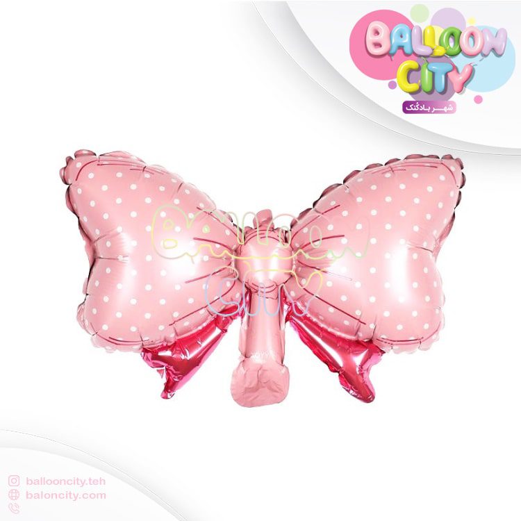 بادکنک فویلی تم تولد طرح پاپیون صورتی Pink bow foil balloon