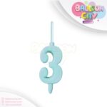 شمع اعداد تولدی رنگ ابي پاستلی شماره ۳