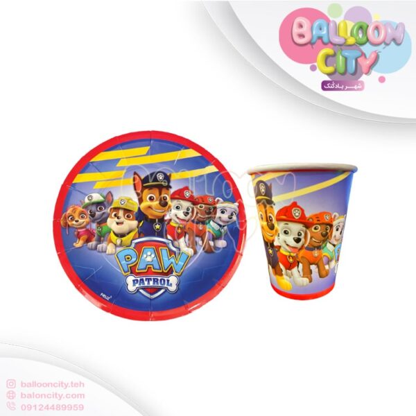 پیش دستی و لیوان تم تولد سگ نگهبان پسرونه Paw Patrol بسته 10 عددی