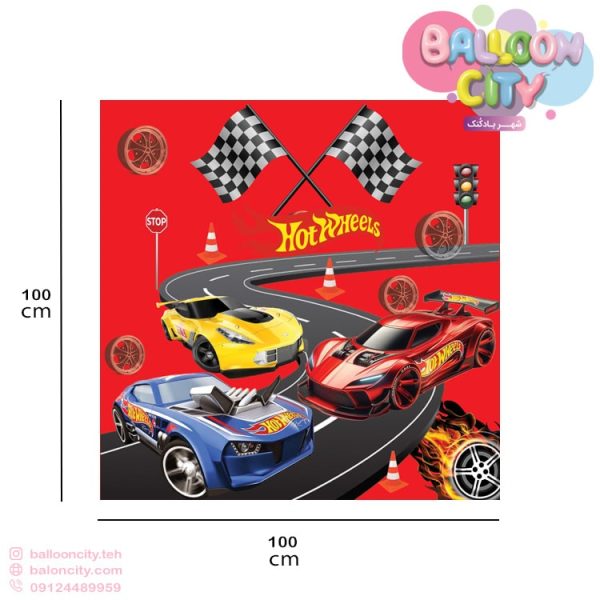 بنر تم تولد ماشین مسابقه ای Hot Wheels ابعاد 100 سانت در 100 سانت