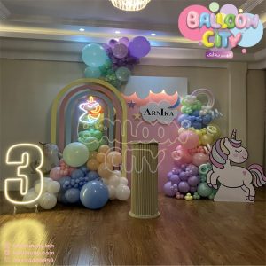 دکور تولد با تم یونیکورن اسب تکشاخ Balloon decoration of unicorn