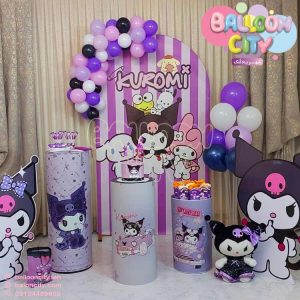 دکور با تم تولد کرومی Balloon decoration Kuromi 3