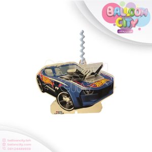 شمع روی کیک تم تولد ماشین Hot wheels آبی