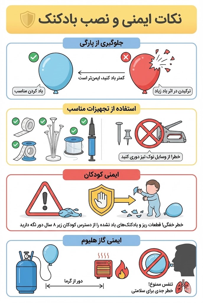 نکات ایمنی و نصب بادکنک