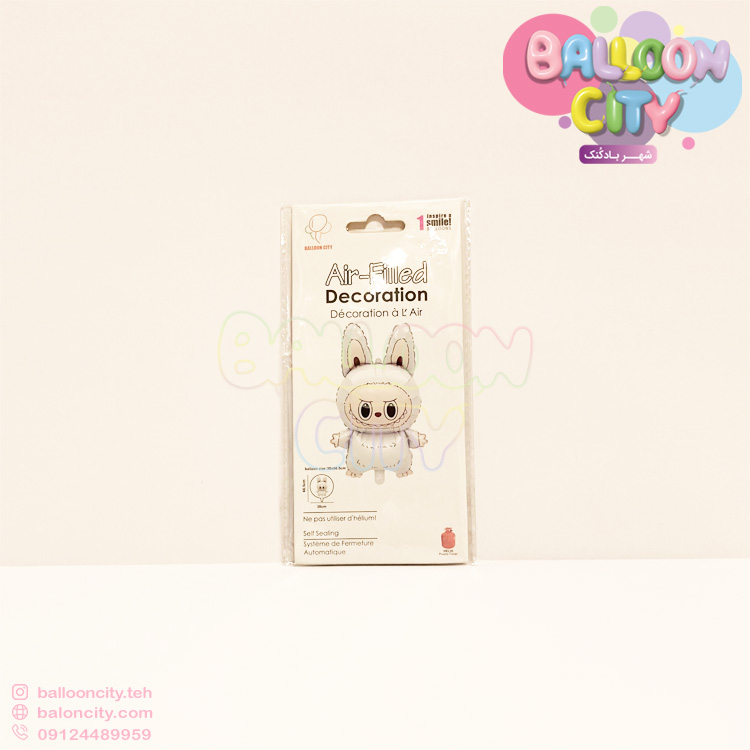 بادکنک فویلی تم تولد لبوبو سفید 66*38 Labubu Foil Balloon